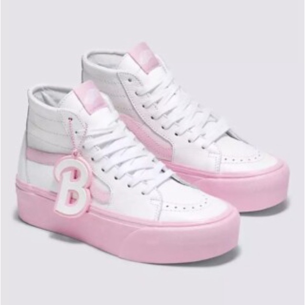 Brand New Vans X Barbie  Limited White/ Pink High-Top Sneakers Womans 9 1/2